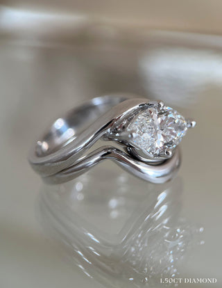 1.0 CT-2.0 CT  Marquise Cut Lab Grown Diamond Solitaire Setting Bridal Set