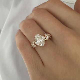 2.5 CT Oval Cut Moissanite Cluster Style Engagement Ring