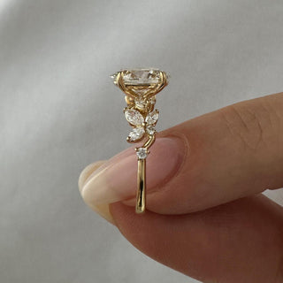 2.5 CT Oval Cut Moissanite Cluster Style Engagement Ring