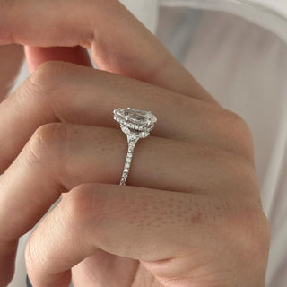 2.0 CT Pear Cut Moissanite Pave & Hidden Halo Style Engagement Ring