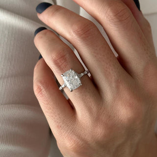 3.0 CT Elongated Cushion Cut Moissanite Pave & Hidden Halo Style Engagement Ring
