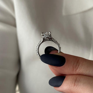 3.0 CT Elongated Cushion Cut Moissanite Pave & Hidden Halo Style Engagement Ring