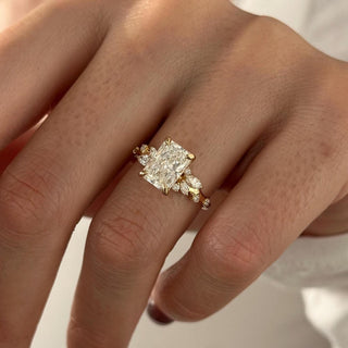 2.0 CT Radiant Cut Moissanite Cluster Style Engagement Ring