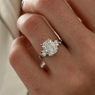 3.0 CT Radiant Cut Moissanite Cluster Style Engagement Ring