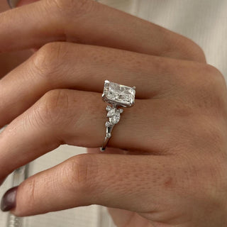 3.0 CT Radiant Cut Moissanite Cluster Style Engagement Ring