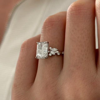 3.0 CT Radiant Cut Moissanite Cluster Style Engagement Ring