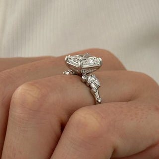 3.0 CT Radiant Cut Moissanite Cluster Style Engagement Ring