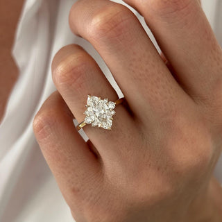 2.0 CT Marquise Cut Moissanite Cluster Style Engagement Ring