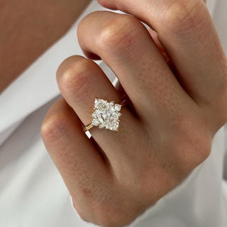 2.0 CT Marquise Cut Moissanite Cluster Style Engagement Ring