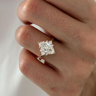 2.0 CT Marquise Cut Moissanite Cluster Style Engagement Ring