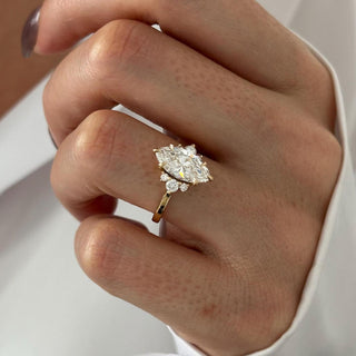 2.0 CT Marquise Cut Moissanite Cluster Style Engagement Ring