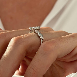 2.0 CT Round Brilliant Cut Moissanite Cluster Style Engagement Ring