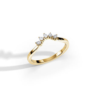 0.25 TCW Pear Moissanite Crown Wedding Band