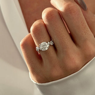 2.0 CT Round Brilliant Cut Moissanite Cluster Style Engagement Ring