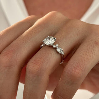 2.0 CT Round Brilliant Cut Moissanite Cluster Style Engagement Ring