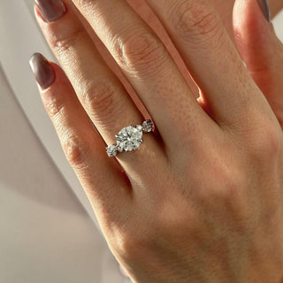 2.0 CT Round Brilliant Cut Moissanite Cluster Style Engagement Ring