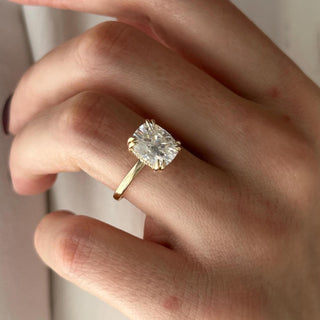 4.0 CT Cushion Cut Moissanite Hidden Halo Style Engagement Ring
