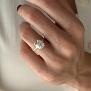 4.0 CT Cushion Cut Moissanite Hidden Halo Style Engagement Ring