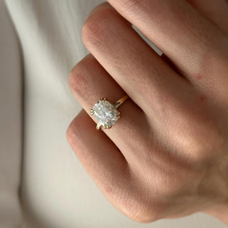 4.0 CT Cushion Cut Moissanite Hidden Halo Style Engagement Ring
