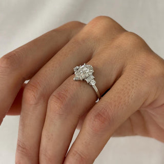 2.0 CT Pear Cut Moissanite Five Stone Style Engagement Ring