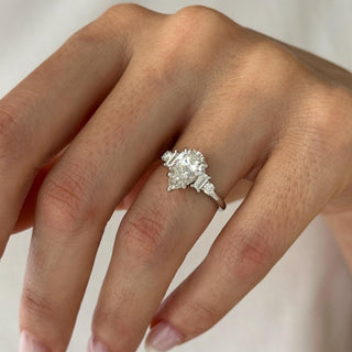 2.0 CT Pear Cut Moissanite Five Stone Style Engagement Ring