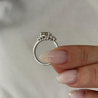 2.0 CT Pear Cut Moissanite Five Stone Style Engagement Ring