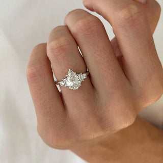 2.0 CT Pear Cut Moissanite Five Stone Style Engagement Ring
