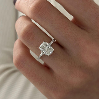 2.0 CT Elongated Cushion Cut Moissanite Pave Style Engagement Ring