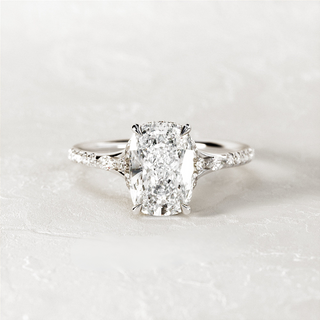 2.0 CT Elongated Cushion Cut Moissanite Pave Style Engagement Ring