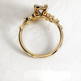 2.0 CT Oval Cut Moissanite Cluster Style Engagement Ring