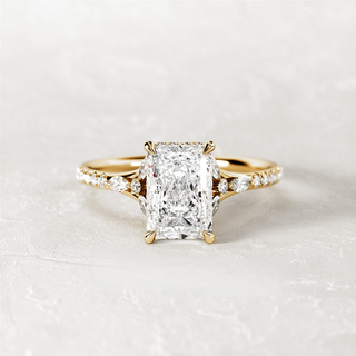 2.5 CT Radiant Cut Moissanite Pave & Hidden Halo Style Engagement Ring