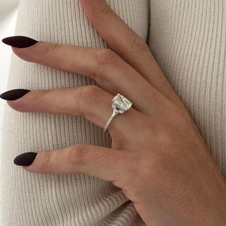 2.0 CT Elongated Cushion Cut Moissanite Pave Style Engagement Ring