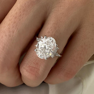 3.0 CT Oval Cut Moissanite Cluster Style Engagement Ring