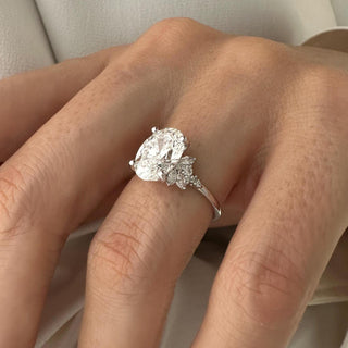 3.0 CT Oval Cut Moissanite Cluster Style Engagement Ring