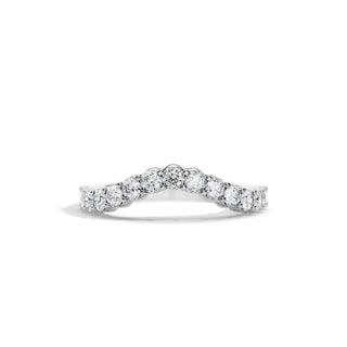 0.8 TCW Round Moissanite Curved Wedding Band