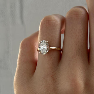 2.0 CT Oval Cut Moissanite Hidden Halo Style Engagement Ring