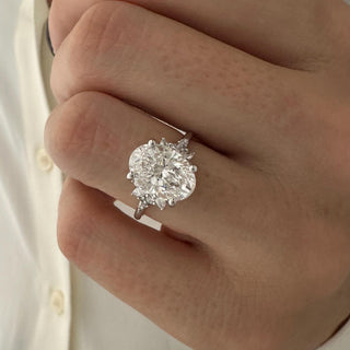 3.0 CT Oval Cut Moissanite Cluster Style Engagement Ring