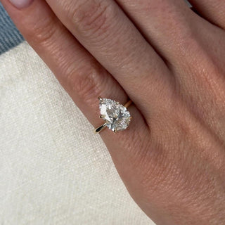 3.0 CT Pear Cut Moissanite Hidden Halo Style Engagement Ring