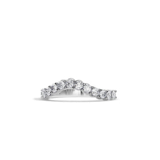 0.8 TCW Round Moissanite Curved Wedding Band