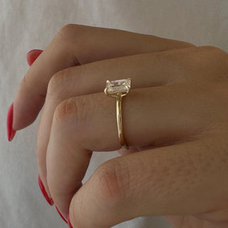 1.0 CT Emerald Cut Moissanite Solitaire Style Engagement Ring