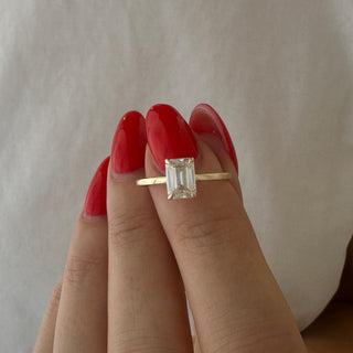 1.0 CT Emerald Cut Moissanite Solitaire Style Engagement Ring