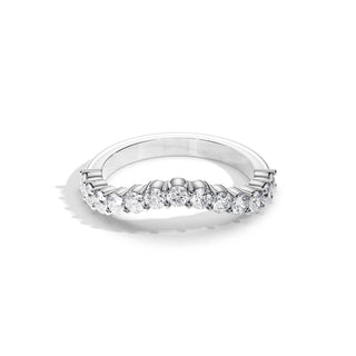 0.8 TCW Round Moissanite Curved Wedding Band