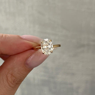 2.0 CT Oval Cut Moissanite Hidden Halo Style Engagement Ring