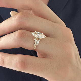 2.0 CT Marquise Cut Moissanite Cluster Style Engagement Ring