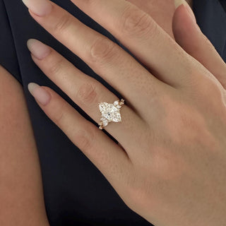 2.0 CT Marquise Cut Moissanite Cluster Style Engagement Ring