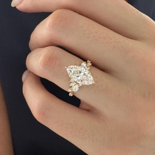 2.0 CT Marquise Cut Moissanite Cluster Style Engagement Ring