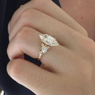 2.0 CT Marquise Cut Moissanite Cluster Style Engagement Ring