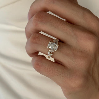 2.0 CT Radiant Cut Moissanite Cluster Style Engagement Ring