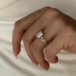 2.0 CT Radiant Cut Moissanite Cluster Style Engagement Ring