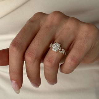 2.0 CT Radiant Cut Moissanite Cluster Style Engagement Ring